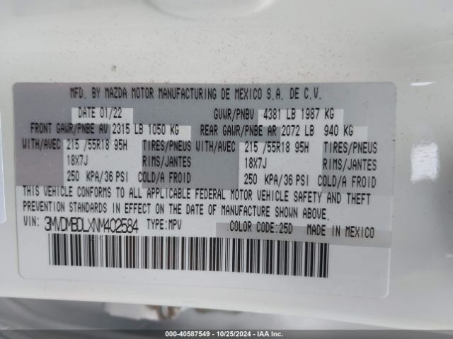 3MVDMBDLXNM402584 Mazda Cx-30 Premium