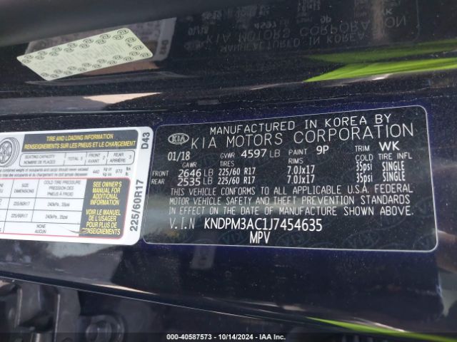 KNDPM3AC1J7454635 KIA Sportage Lx