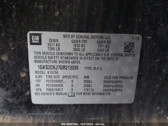 1GKS2CKJ7GR213936 GMC YUKON DENALI