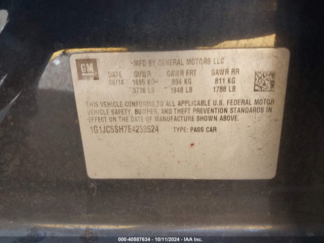 Chevrolet Sonic Lt Auto 2014 1G1JC5SH7E4233524 Image 9