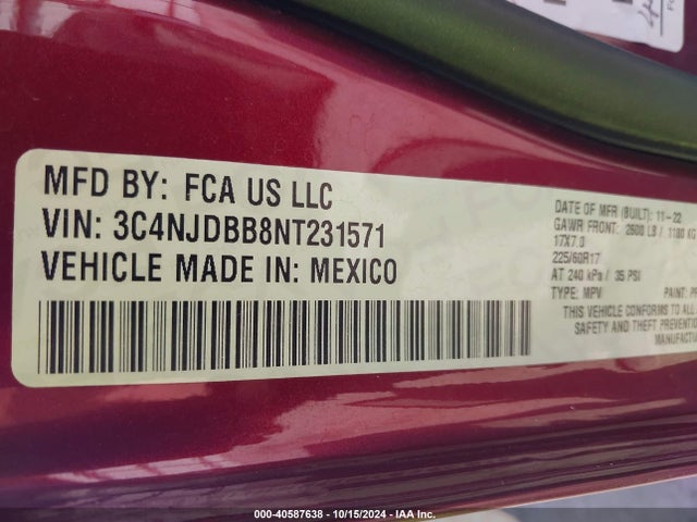 3C4NJDBB8NT231571 Jeep Compass Latitude 4x4