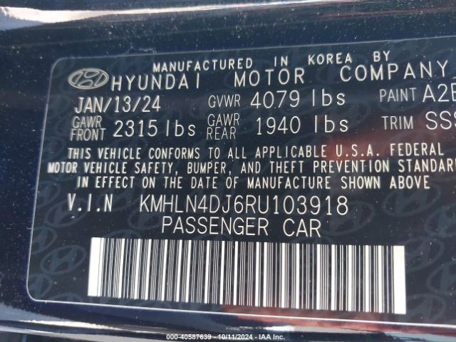 KMHLN4DJ6RU103918 Hyundai Elantra Hybrid Limited
