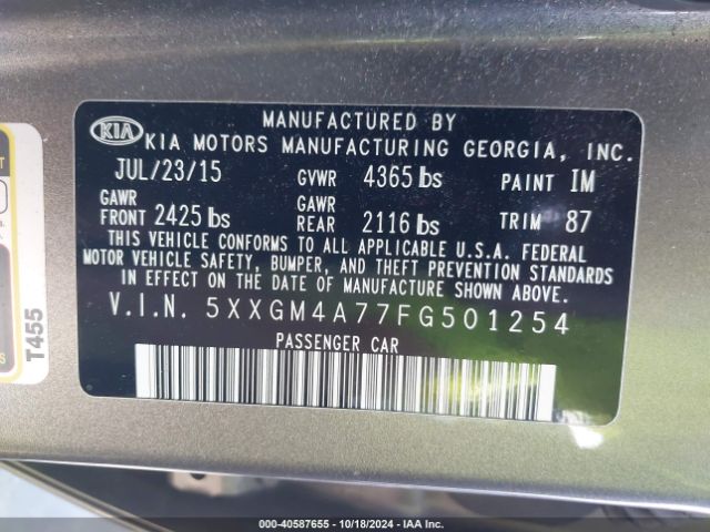 5XXGM4A77FG501254 KIA Optima Lx