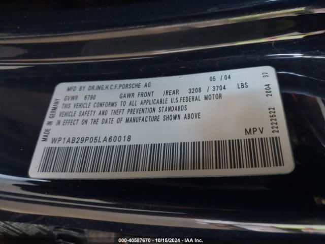 2005 PORSCHE CAYENNE WP1AB29P05LA60018 Photo 8