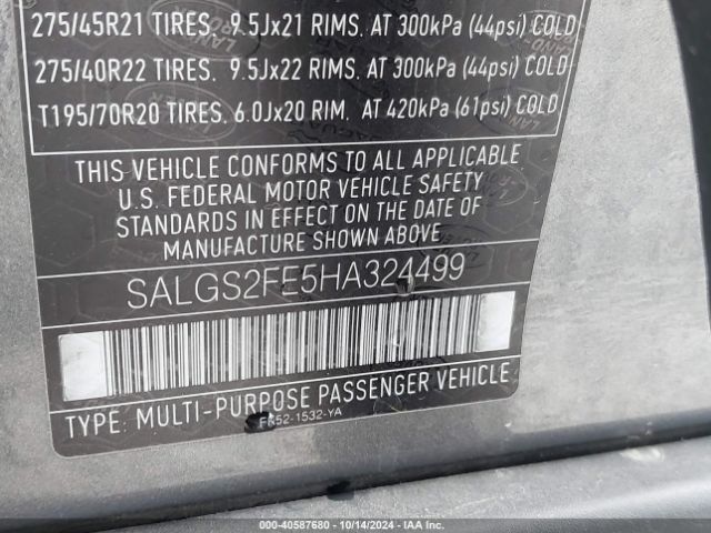 SALGS2FE5HA324499 Land Rover Range Rover 5.0l V8 Supercharged
