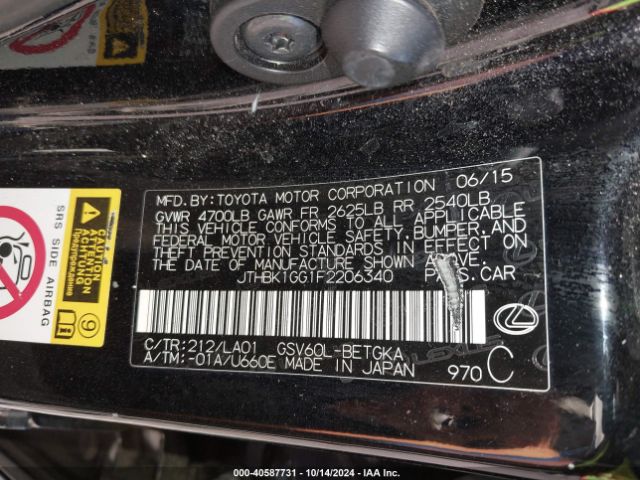 JTHBK1GG1F2206340 Lexus ES 350