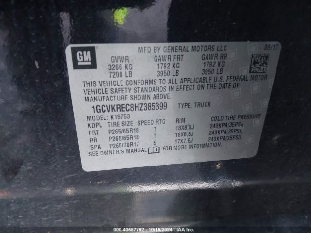 1GCVKREC8HZ385399 Chevrolet Silverado 1500 2lt