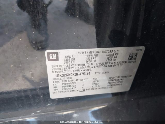 1GKS2GKCXGR476124 GMC Yukon Xl Slt