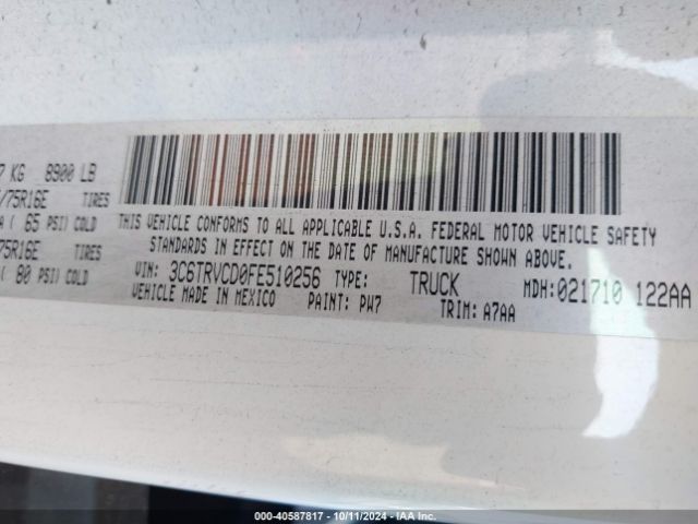 3C6TRVCD0FE510256 RAM Promaster 2500 High Roof