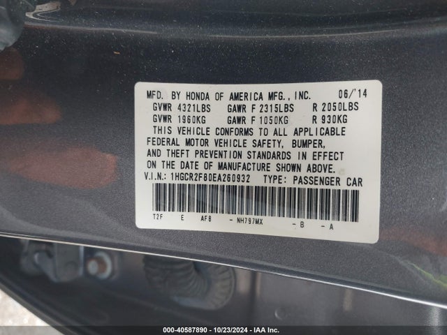 Honda Accord Ex-l 2014 1HGCR2F80EA260932 Image 9