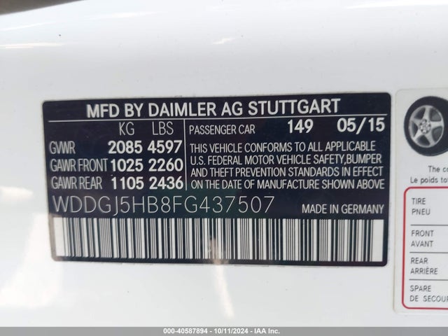WDDGJ5HB8FG437507 Mercedes-Benz C 350 Sport