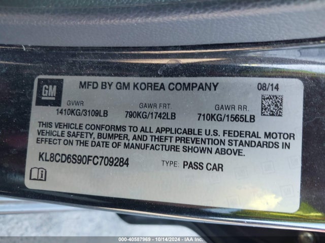 Chevrolet Spark 1lt Cvt 2015 KL8CD6S90FC709284 Image 9
