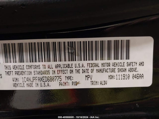 1C4NJPFAXED680775 Jeep Patriot