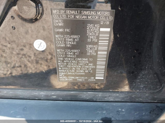 Nissan Rogue Sv Intelligent Awd 2020 KNMAT2MV0LP534995 Image 9