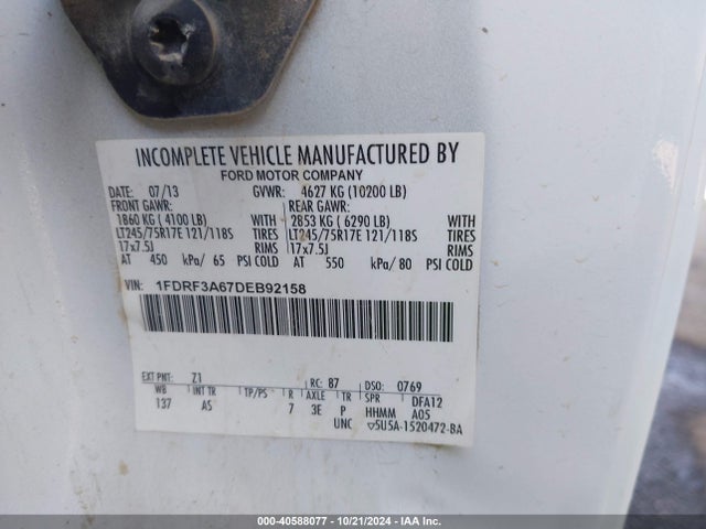 Aukcja sprzedaży 2013 Ford F-350 Xl, vin: 1FDRF3A67DEB92158, numer aukcji: 40588077