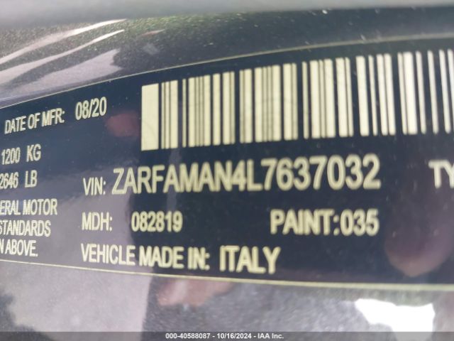 ZARFAMAN4L7637032 Alfa Romeo Giulia Rwd