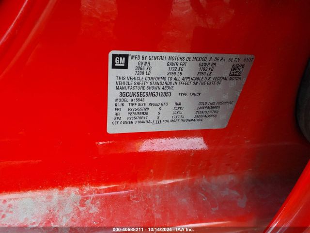 3GCUKSEC9HG312853 Chevrolet Silverado 1500 1lz