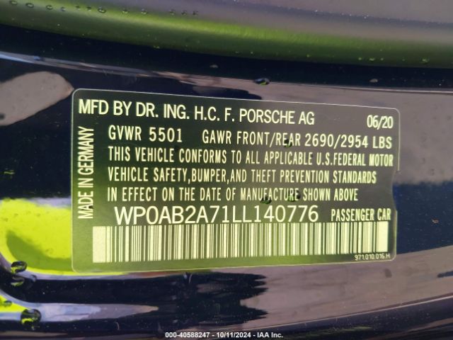 WP0AB2A71LL140776 Porsche Panamera 4s