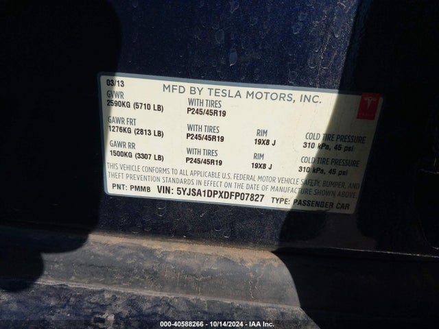 2013 TESLA MODEL S 5YJSA1DPXDFP07827 Photo 8