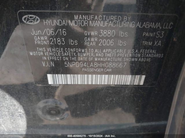 5NPD94LA8HH088667 Hyundai Elantra Eco