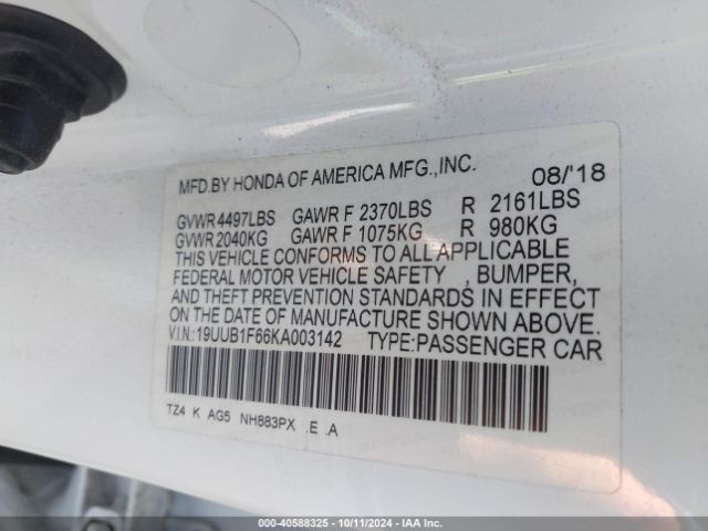 19UUB1F66KA003142 Acura Tlx Tech   A-spec Pkgs