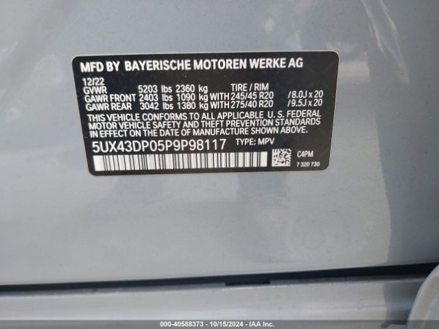 5UX43DP05P9P98117 BMW X3 Sdrive30i