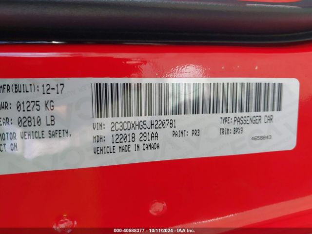 2C3CDXHG5JH220781 Dodge Charger Sxt Plus Rwd