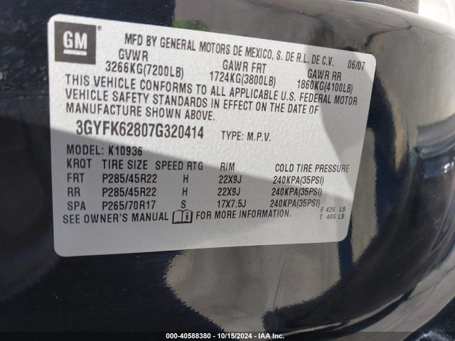 2007 CADILLAC ESCALADE EXT 3GYFK62807G320414 Photo 8