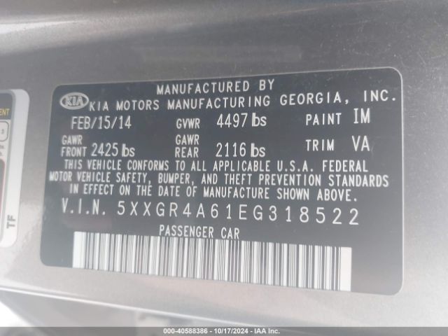 5XXGR4A61EG318522 KIA Optima Sx Turbo
