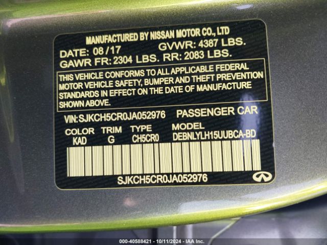 SJKCH5CR0JA052976 Infiniti Qx30 Premium
