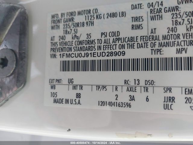 1FMCU0J91EUD28909 Ford Escape Titanium