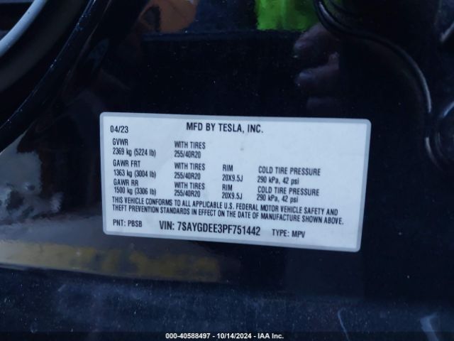 7SAYGDEE3PF751442 Tesla Model Y