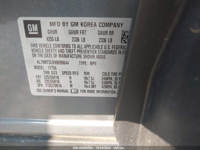 KL79MTSL8NB098644 Chevrolet Trailblazer Fwd Rs