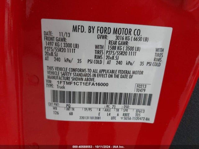 Ford F-150 FX2 2014 1FTMF1CT1EFA16000 Image 9