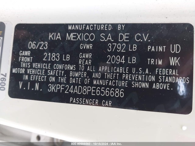 KIA FORTE LX 2023 3KPF24AD8PE656686 Image 9