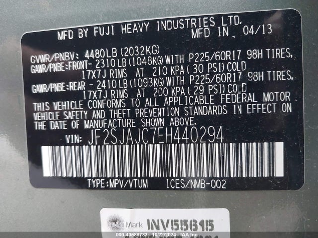 Subaru Forester 2.5i Limited 2014 JF2SJAJC7EH440294 Image 9