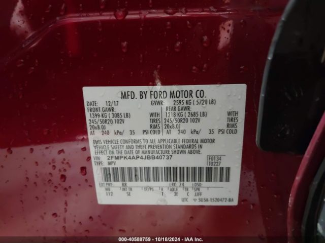 2FMPK4AP4JBB40737 Ford EDGE SPORT