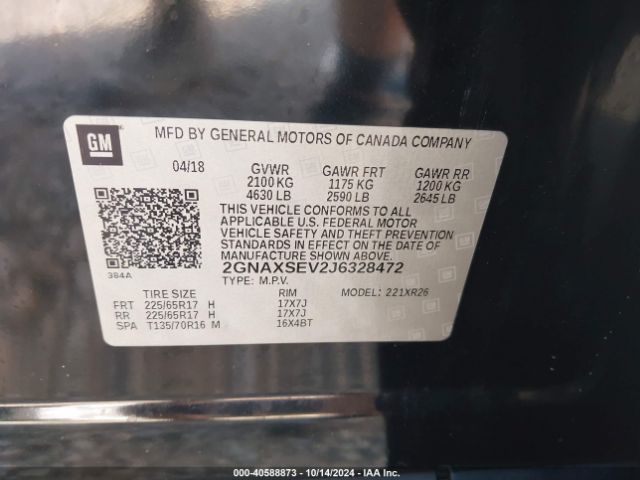 2GNAXSEV2J6328472 Chevrolet EQUINOX LT