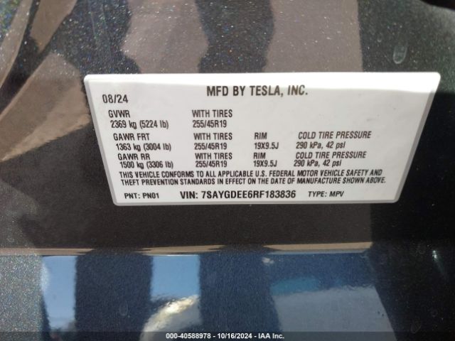 2024 TESLA MODEL Y 7SAYGDEE6RF183836 Photo 8