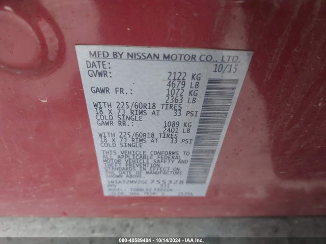 Nissan Rogue Sl 2016 5N1AT2MV2GC755328 Image 9