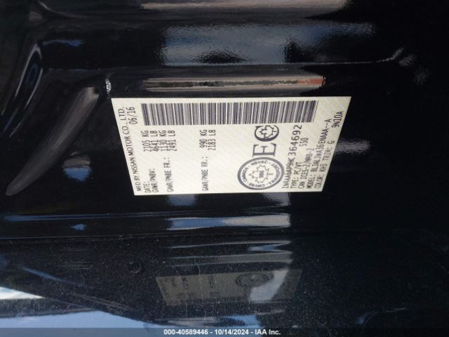 1N4AA6AP9HC364692 Nissan Maxima 3.5 Platinum/3.5 S/3.5 Sl/3.5 Sr/3.5 Sv