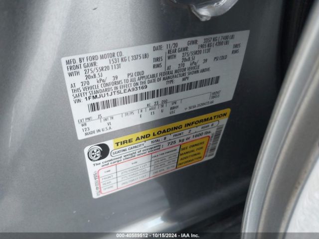 1FMJU1JT5LEA93169 Ford Expedition Xlt