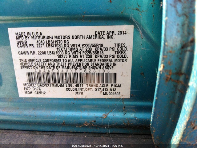 2014 MITSUBISHI OUTLANDER SPORT 4A4AP3AUXEE028183 Photo 8