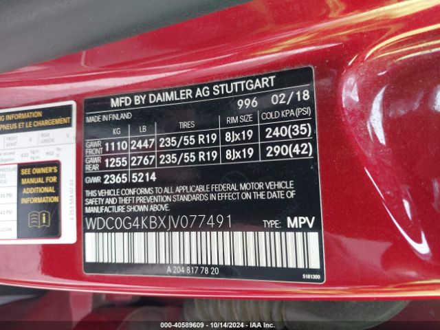 WDC0G4KBXJV077491 Mercedes-Benz Glc 300 4matic