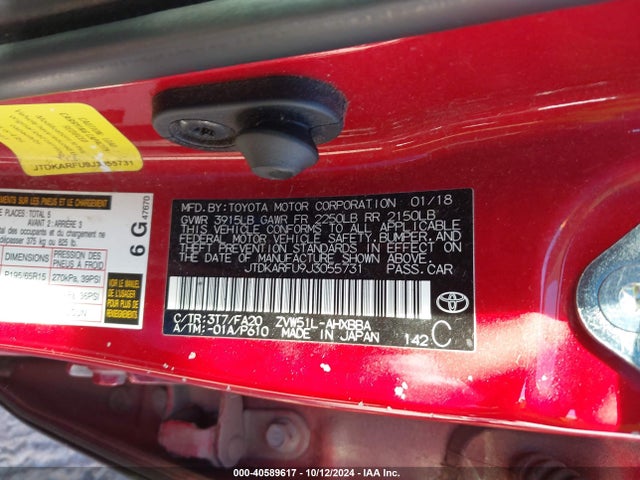 Toyota Prius Two Eco 2018 JTDKARFU9J3055731 Image 9