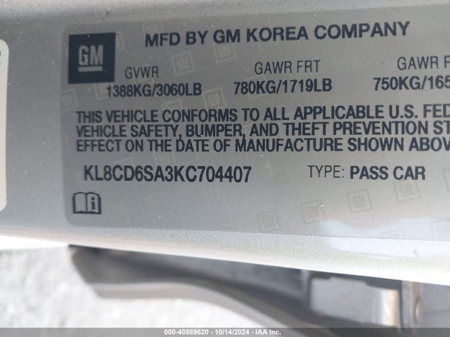 Chevrolet Spark 1lt Cvt 2019 KL8CD6SA3KC704407 Image 9