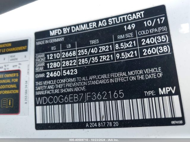 WDC0G6EB7JF362165 Mercedes-Benz Amg Glc 43 4matic