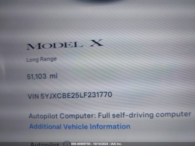 5YJXCBE25LF231770 Tesla Model X Long Range Dual Motor All-wheel Drive/long Range Plus Dual Motor All-wheel Drive