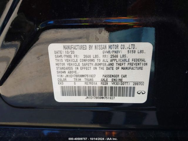 JN1EV7BRXMM751927 Infiniti Q50 Luxe Awd