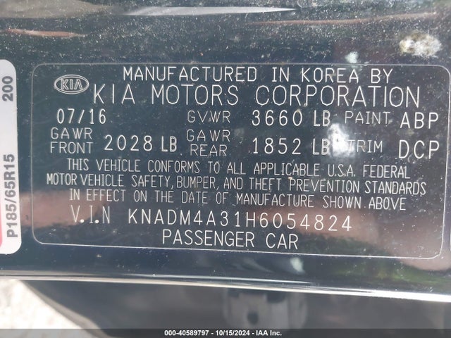 KIA RIO LX 2017 KNADM4A31H6054824 Image 9
